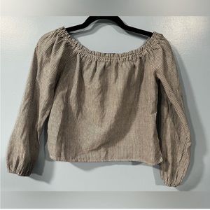 Brandy Melville Off the Shoulder Striped Cotton Cropped Top